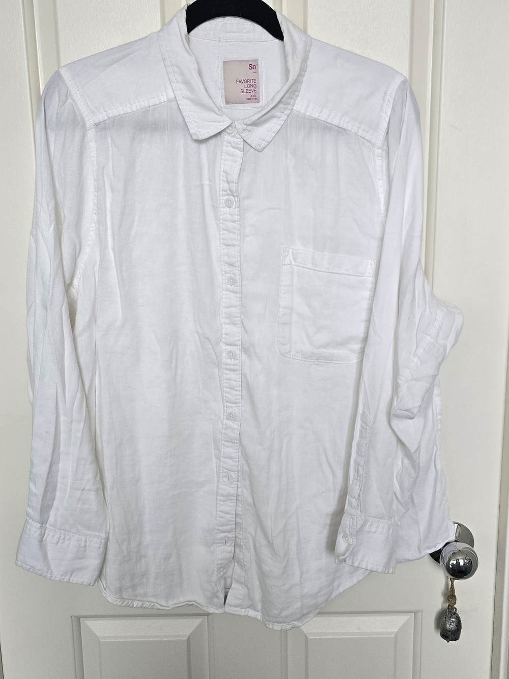 SO White Button-Down Shirt with Chest Pocket